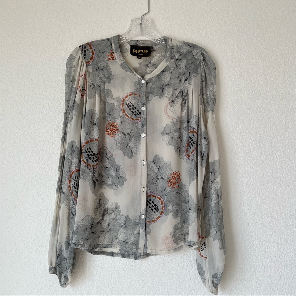 Anthropologie Pyrus London Linnea Long Sleeve Silk Floral Button Down Size Small